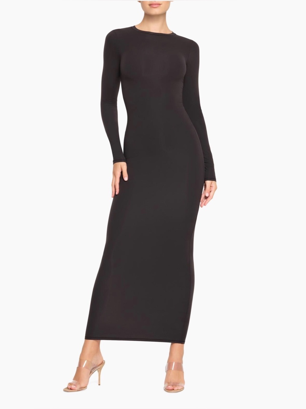 🖤 SKIMS Fits Everybody Crew Neck Long Sleeve Dress | Onyx | L | NWT 🏷️